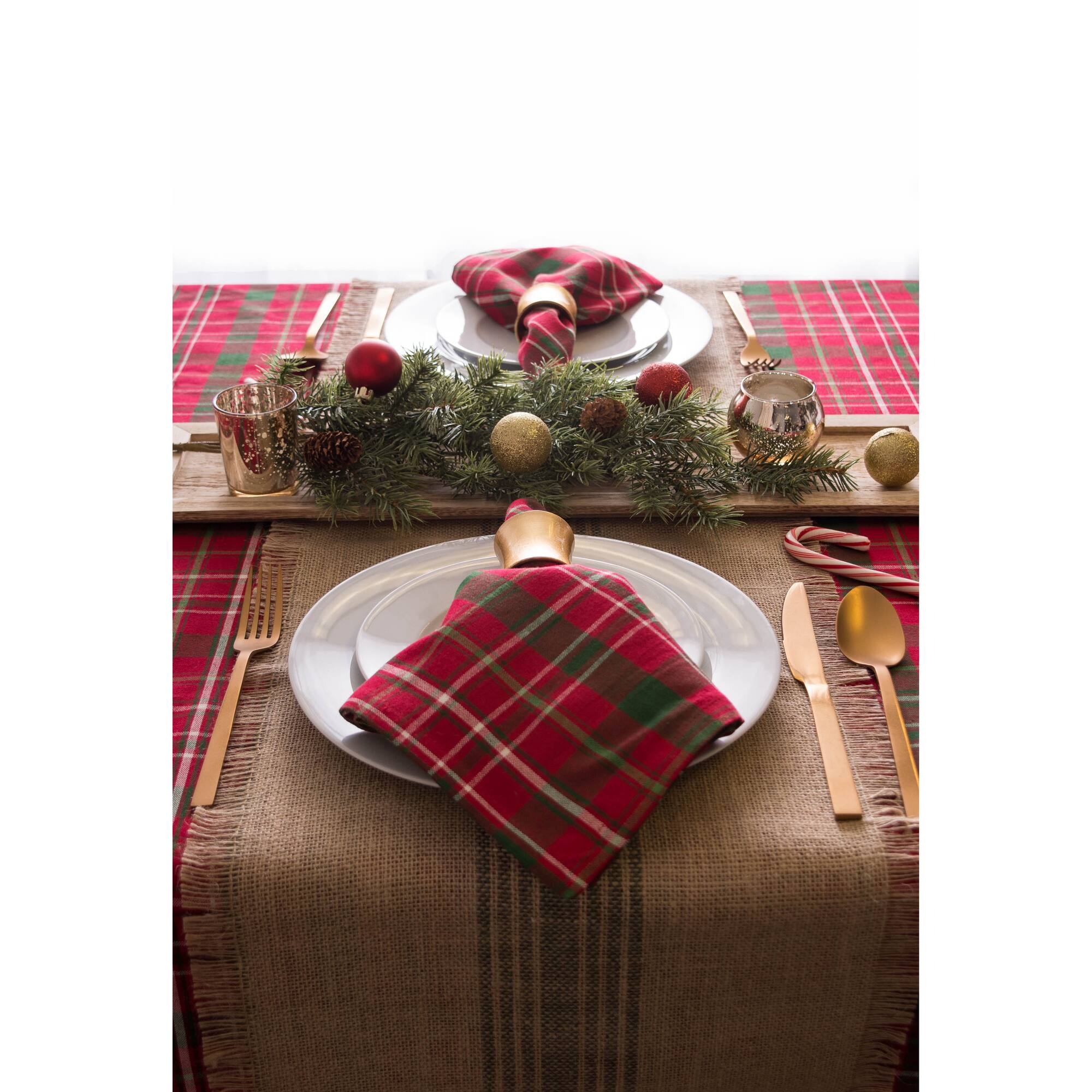 DII® 52" Tartan Holly Plaid Tablecloth